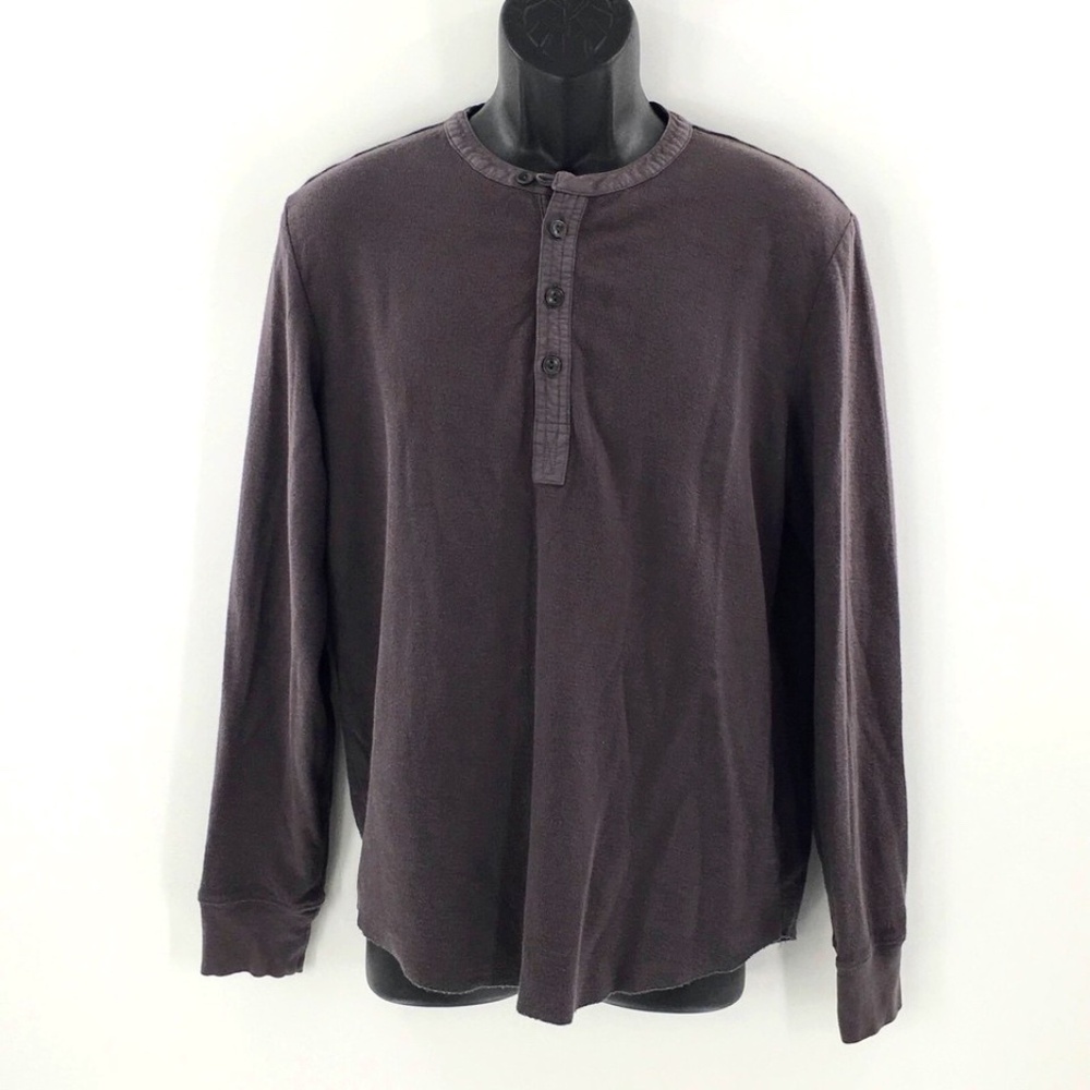 Grayers Mens Henley Gray Campesina Long Sleeve Double Cloth Thermal Top Size M